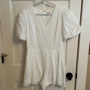 White eyelet v neck romper